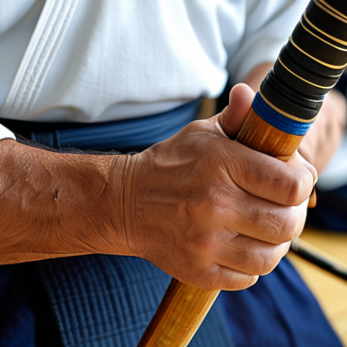Home 22 Focused Warm-up**
"A kendo practitioner, fully clothed in training attire, performing dynamic stretches in a dojo. Emphasis on shoulder and wrist mobility. Safe for work, appropriate content, professional environment, perfect anatomy, natural proportions, modest clothing."
**