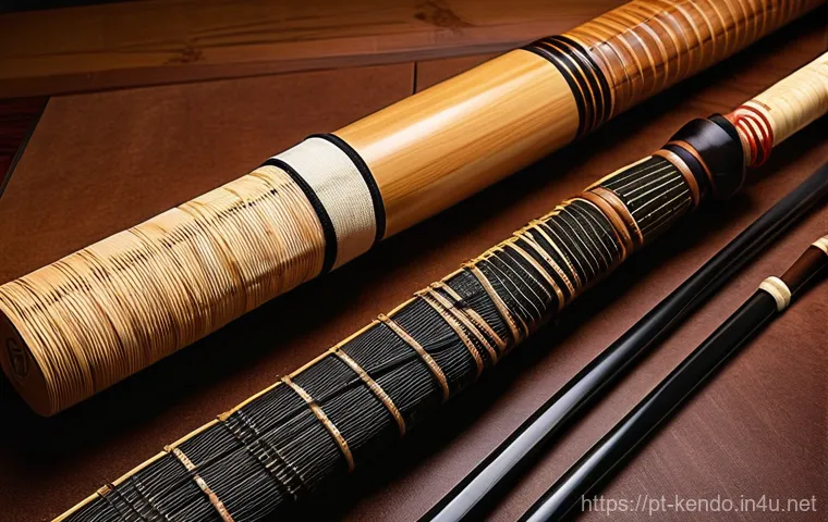 검도 대나무 검의 종류 - **Dynamic Kendo Action with Dobari Shinai:**
    "A male kendoka in his late 20s, wearing a full, cl...