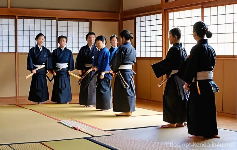 검도 교습소 창업 - **A vibrant Kendo training session in a modern, welcoming dojo.**
A diverse group of Kendo pract...