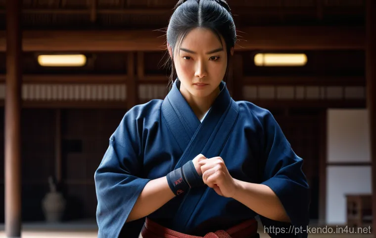 검도의 매력 - **Prompt:** A male Kenshi (Kendo practitioner) in his late 20s, with a focused and serene expression...