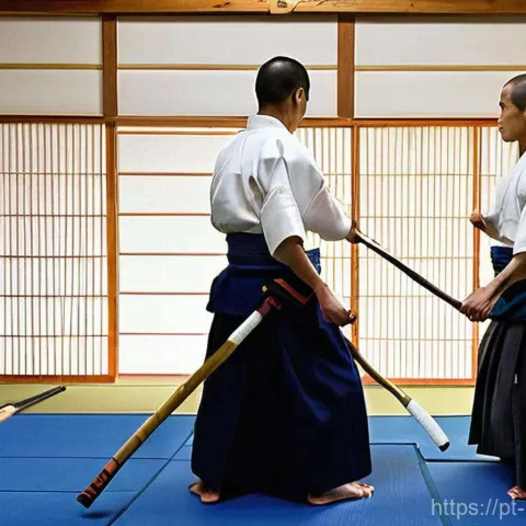검도 대회 역사 - **Prompt 1: Edo Period Kendo Practice**
"An intricate illustration depicting a serene Kendo *doj...